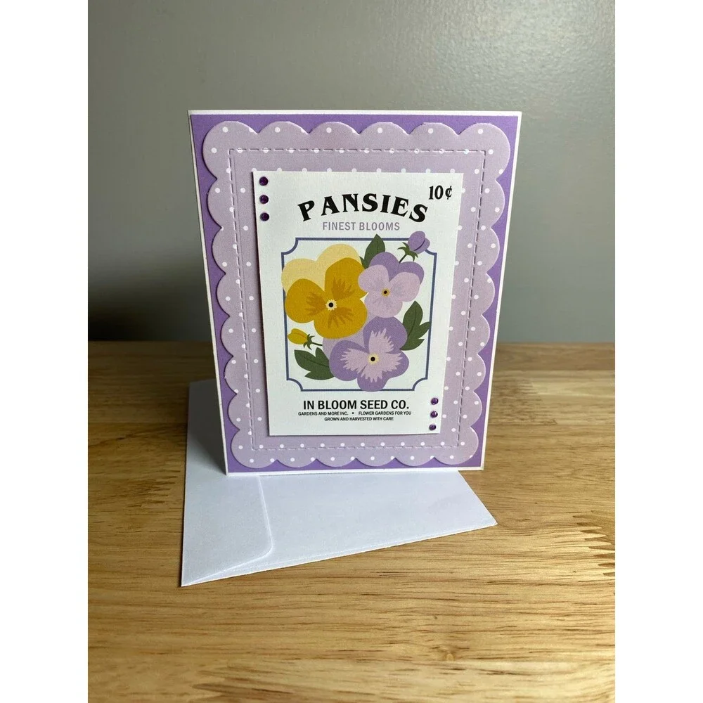 Handmade Spring Greeting Card A2 Floral Card Blank Inside w/ Envelope